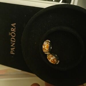 2 Pandora glass beads Animal Print